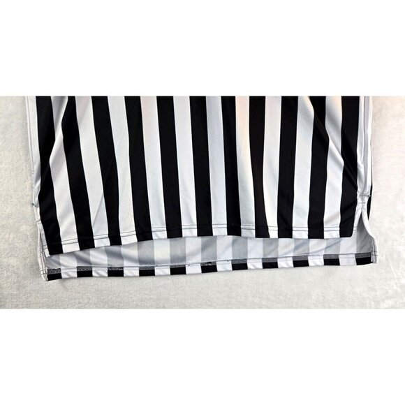 FitsTF Mens Referee Jersey Shirt V-Neck Size L Black White Stipe Sports Umpire - Picture 4 of 10